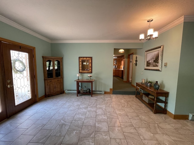 982 Shaggy Bark Ct, Gaylord, MI 49735 - foyer featuring a chandelier and crown molding