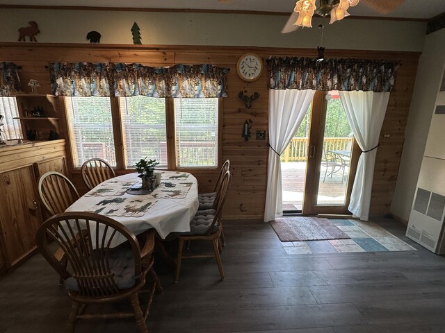 5127 Crestwood Rd, Lewiston, MI 49756 - dining room featuring wood finished floors, plenty of natural light, and a ceiling fan