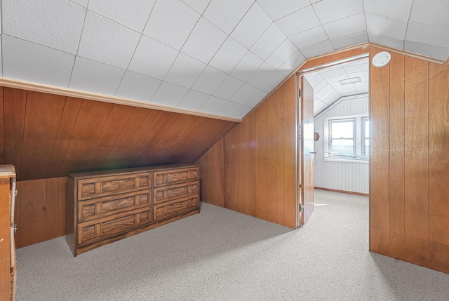 12328 W Shore Dr, Houghton Lake, MI 48629 - bonus room featuring vaulted ceiling, carpet, and wooden walls