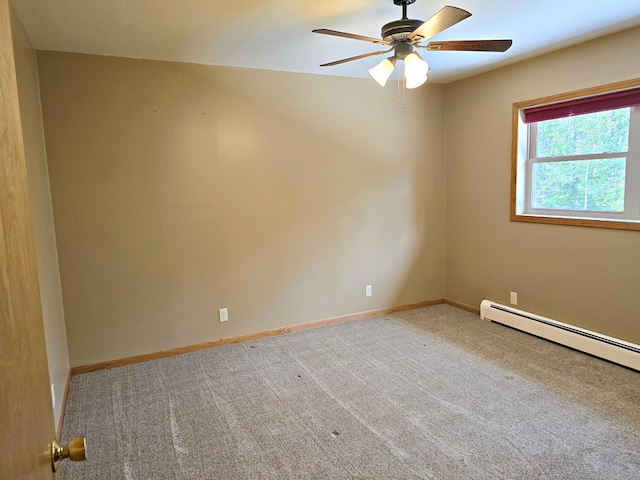 N705 Woods Rd, Saint Ignace, MI 49781 - unfurnished room with a ceiling fan, carpet floors, and a baseboard radiator