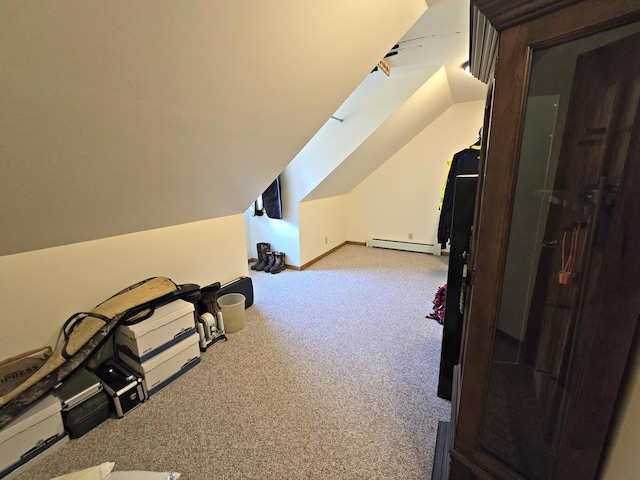 N705 Woods Rd, Saint Ignace, MI 49781 - bonus room with a baseboard radiator, carpet floors, and vaulted ceiling