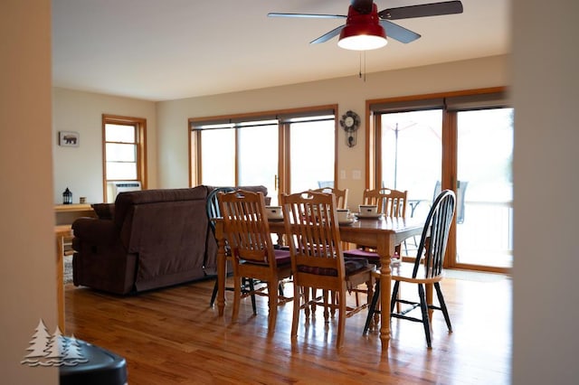 6609 Honey Ln, Johannesburg, MI 49751 - dining space with a ceiling fan and wood finished floors