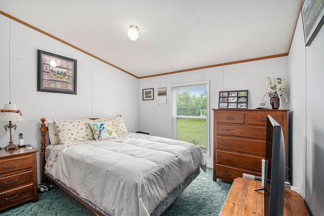 6691 Boone Ln, Vanderbilt, MI 49795 - carpeted bedroom featuring ornamental molding and a textured ceiling