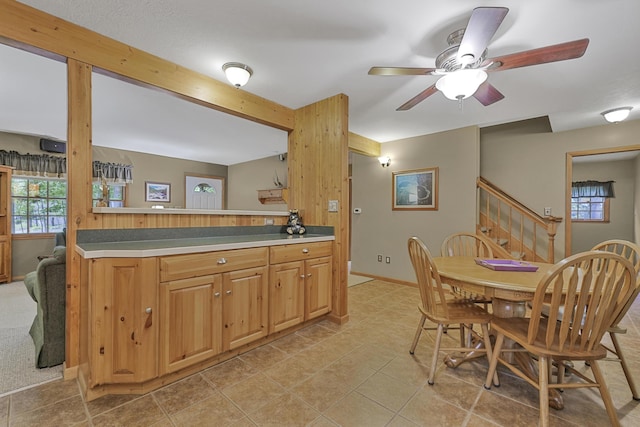 120 Clyde St, Roscommon, MI 48653 - kitchen featuring a ceiling fan and baseboards