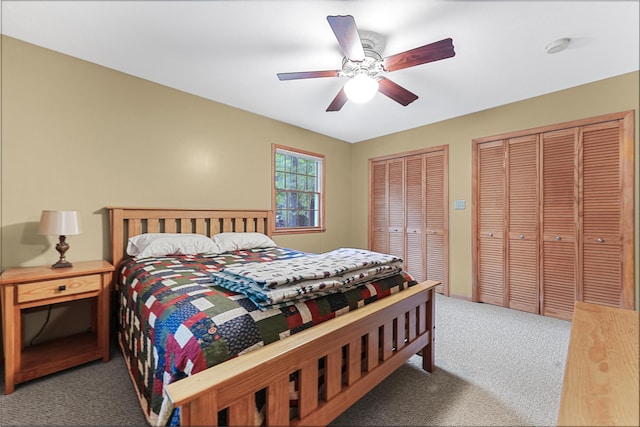 120 Clyde St, Roscommon, MI 48653 - bedroom with carpet flooring, multiple closets, and ceiling fan