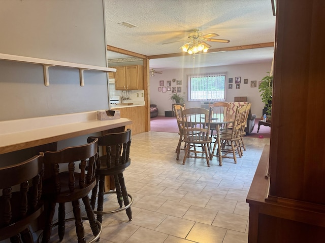 36 S Mcmasters Bridge Rd, Grayling, MI 49738 - dining room featuring a ceiling fan and a textured ceiling