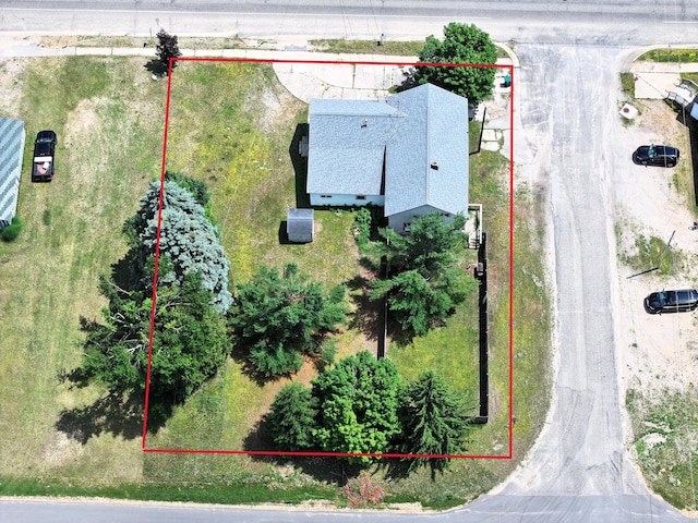 7931 Mill St, Vanderbilt, MI 49795 - aerial view of property and surrounding area featuring property boundaries highlighted