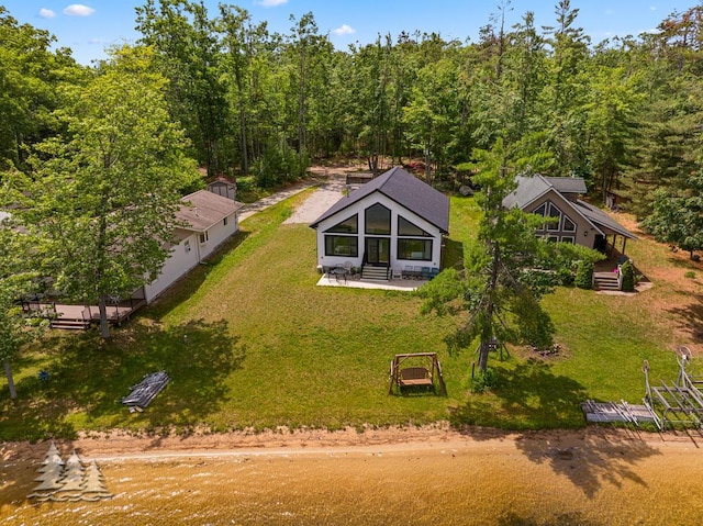 4620 Pinewood Dr, Lewiston, MI 49756 - view from above of property with a heavily wooded area