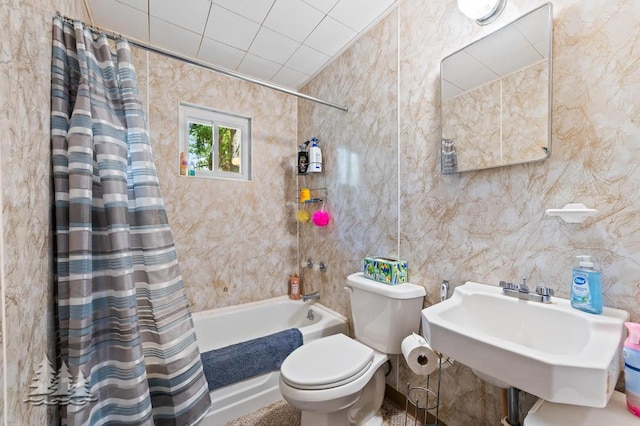 2911 Birch St, Lewiston, MI 49756 - full bathroom with shower / bathtub combination with curtain and toilet