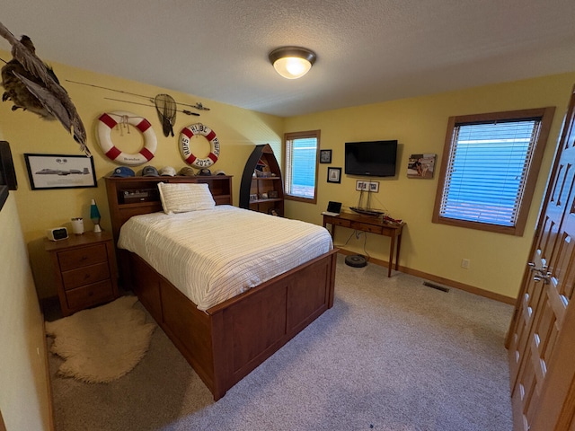 169 Pine Bluffs Rd, Roscommon, MI 48653 - bedroom with a textured ceiling and light carpet