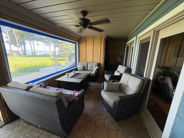 169 Pine Bluffs Rd, Roscommon, MI 48653 - sunroom with an outdoor living space and ceiling fan