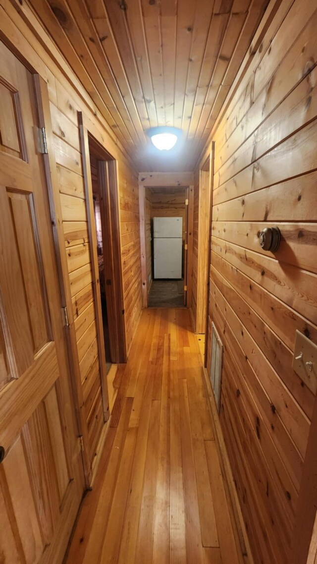 1025 Lake Side Trl, Barton City, MI 48705 - corridor featuring wood walls and light wood-style flooring