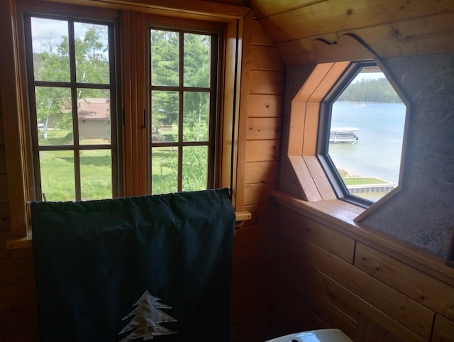 19241 Pine Tree Ct, Hillman, MI 49746 - bathroom featuring lofted ceiling
