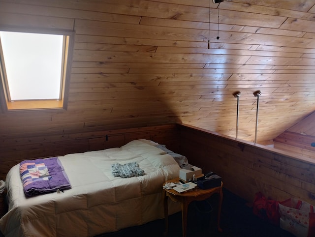 19241 Pine Tree Ct, Hillman, MI 49746 - bedroom featuring wooden walls