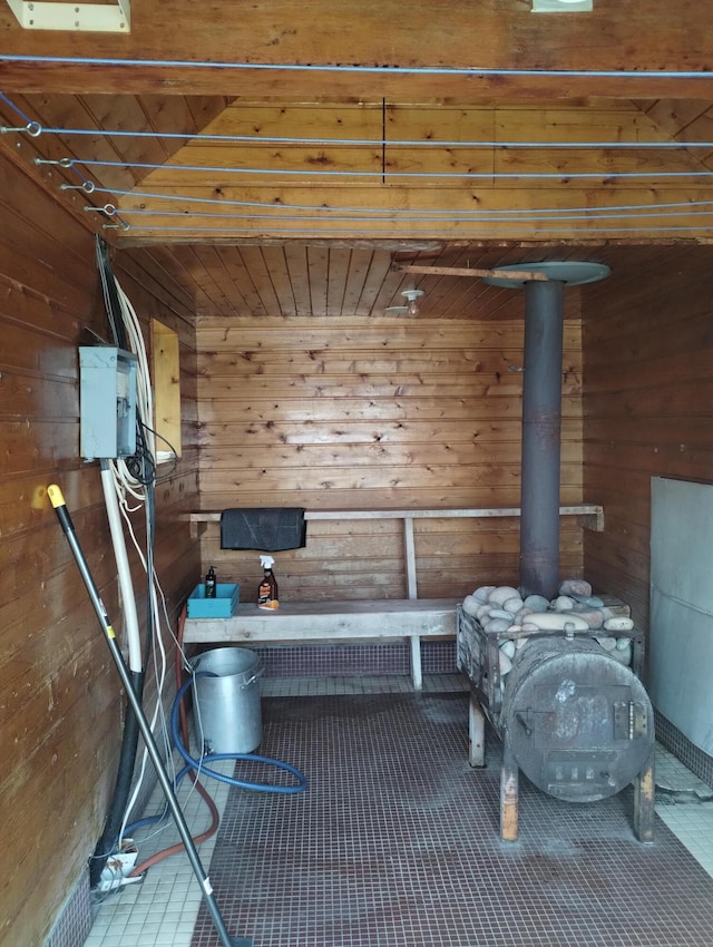 19241 Pine Tree Ct, Hillman, MI 49746 - misc room featuring wooden walls and wooden ceiling