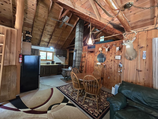 1987 N Galbraith Rd, Mio, MI 48647 - dining space with wood ceiling and wooden walls
