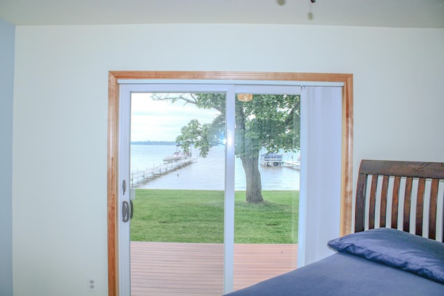 11920 W Shore Dr, Houghton Lake, MI 48629 - bedroom with a water view and access to outside