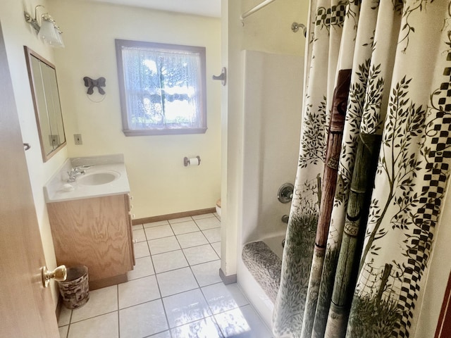 7125 S Military Rd, Grayling, MI 49738 - full bathroom featuring tile patterned floors, vanity, and a shower with shower curtain