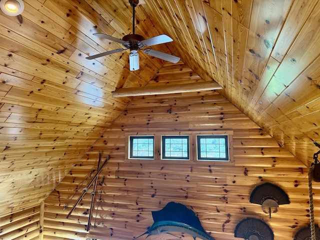 5283 Griffin Rd, Lewiston, MI 49756 - detailed view of wood ceiling and ceiling fan