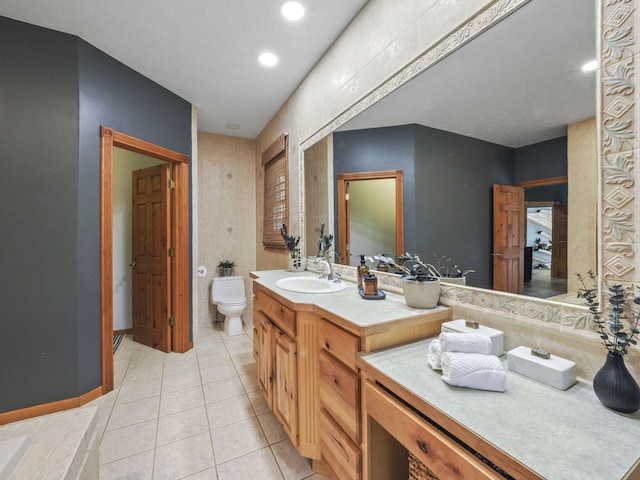 6552 High Trees Ct, Gaylord, MI 49735 - bathroom featuring vanity, tile patterned floors, and recessed lighting