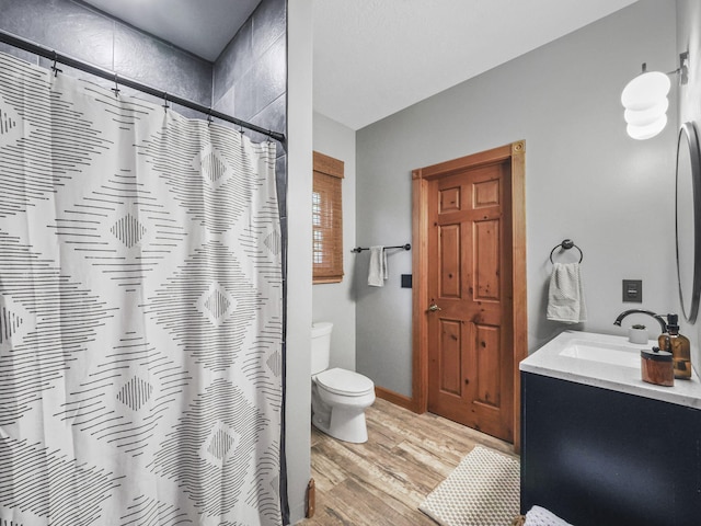 6552 High Trees Ct, Gaylord, MI 49735 - bathroom featuring vanity, wood finished floors, and a shower with curtain