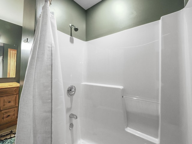 6552 High Trees Ct, Gaylord, MI 49735 - full bathroom with shower / tub combo with curtain and vanity