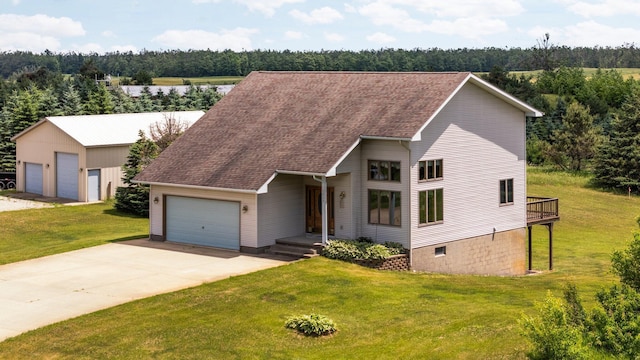 2829 Kassuba Rd, Gaylord, MI 49735 - view of front of house featuring a front yard, concrete driveway, and a shingled roof