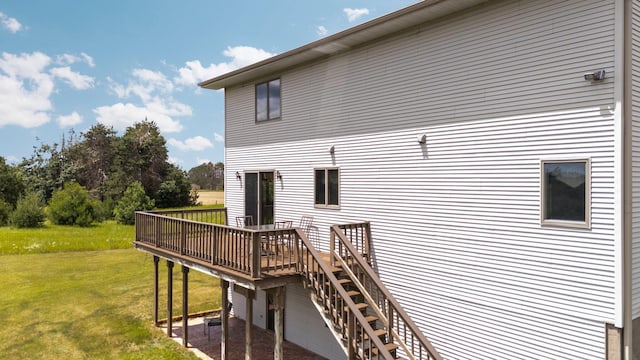 2829 Kassuba Rd, Gaylord, MI 49735 - rear view of property with a deck, a yard, and stairway