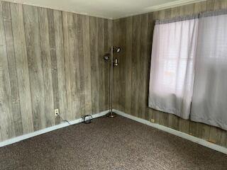 141 Nottingham Dr, Houghton Lake, MI 48629 - spare room featuring carpet and wooden walls