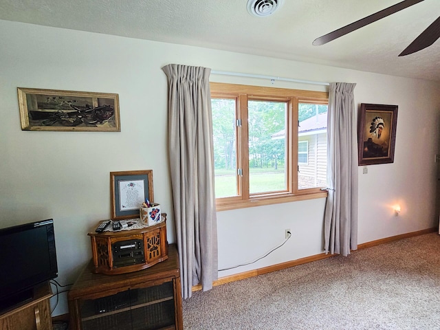 6416 Jimary Ln, Gladwin, MI 48624 - interior space featuring carpet floors and ceiling fan