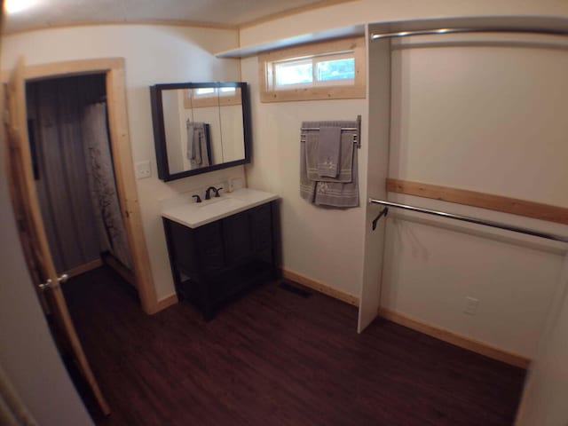 117 Vienna Ct, Houghton Lake, MI 48629 - bathroom featuring wood finished floors and vanity
