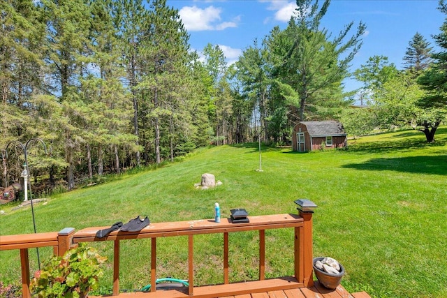 2951 N Palmer Rd, Onaway, MI 49765 - view of grassy yard featuring a storage unit