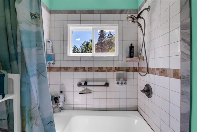 2951 N Palmer Rd, Onaway, MI 49765 - bathroom featuring shower / bath combo with shower curtain