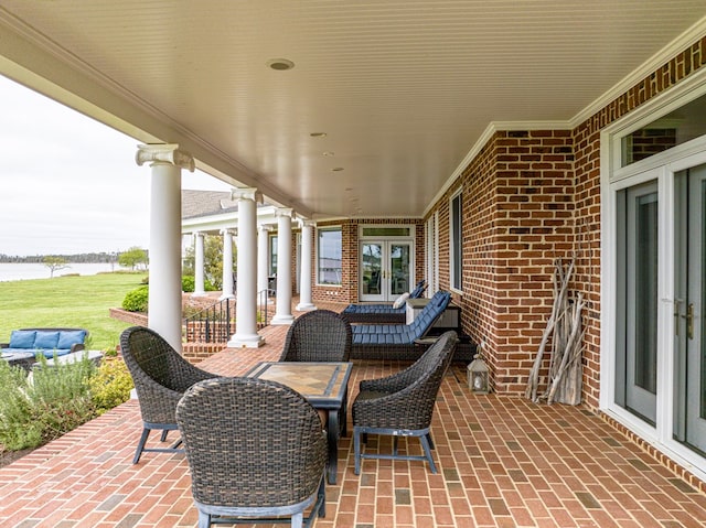 view of patio / terrace featuring french doors