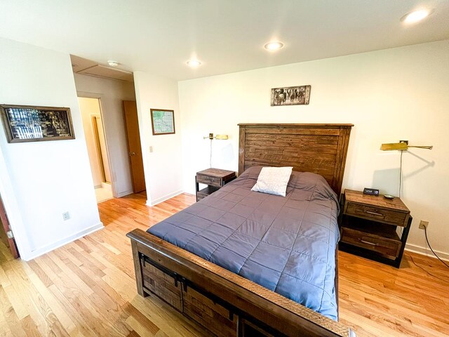 bedroom featuring light wood-type flooring