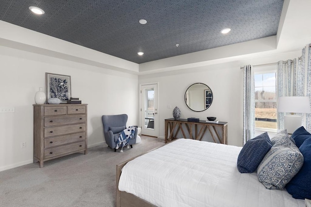 547 Skipper Ct, Greenbackville, VA 23356 - carpeted bedroom with a raised ceiling, recessed lighting, and access to outside