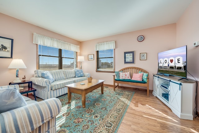 living room featuring light hardwood / wood-style flooring