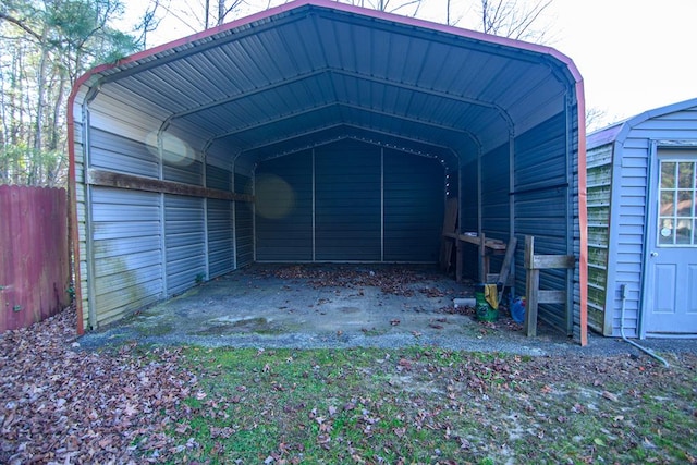 garage with a carport