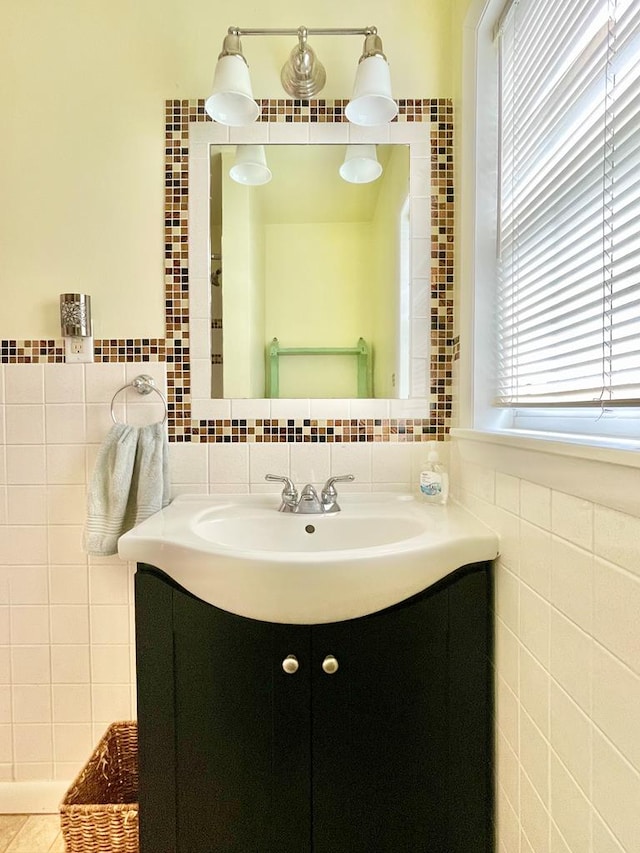 3250 Colona St, Chincoteague, VA 23336 - bathroom with tile walls and vanity