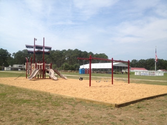 view of jungle gym with a yard