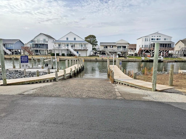 LOT2189 Spinnaker St, Greenbackville, VA 23356 - dock area with a water view, a residential view, a boat ramp, and stairs