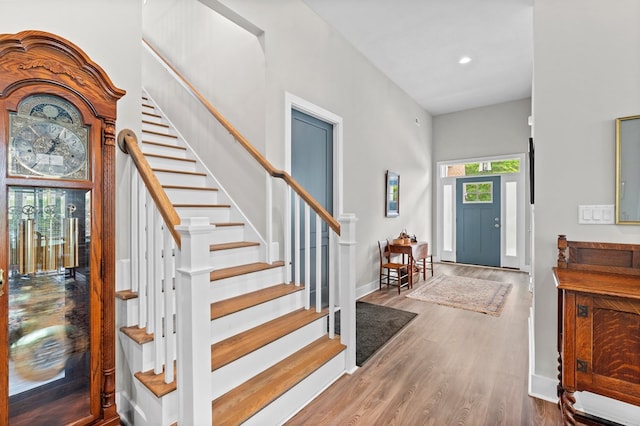 8 Perny Ct, Cape Charles, VA 23310 - entrance foyer with recessed lighting, wood finished floors, baseboards, and stairs