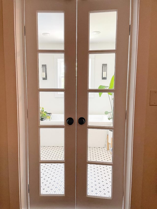 doorway featuring french doors