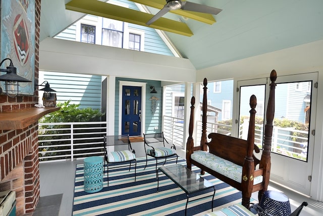 420 Randolph Ave, Cape Charles, VA 23310 - property entrance with covered porch and a ceiling fan