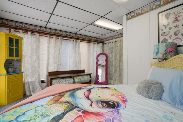 bedroom featuring a drop ceiling