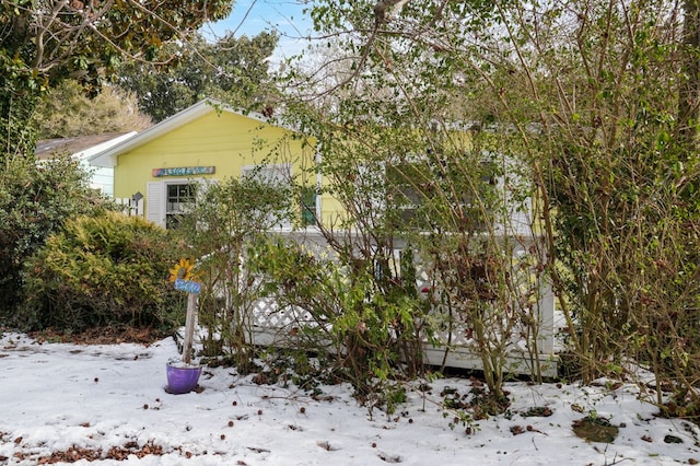 view of snow covered exterior