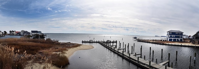 view of dock featuring a water view