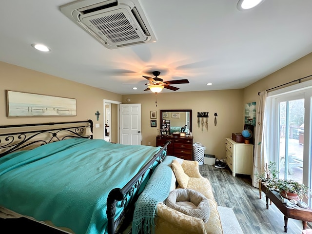 17481 Mitchell Ln, Parksley, VA 23421 - bedroom featuring wood finished floors, recessed lighting, and a ceiling fan