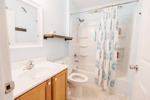 37275 Longboat Ct, Greenbackville, VA 23356 - bathroom with shower / bath combination with curtain, vanity, and tile patterned flooring