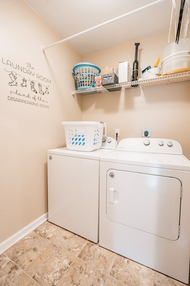 37275 Longboat Ct, Greenbackville, VA 23356 - laundry room featuring independent washer and dryer and baseboards